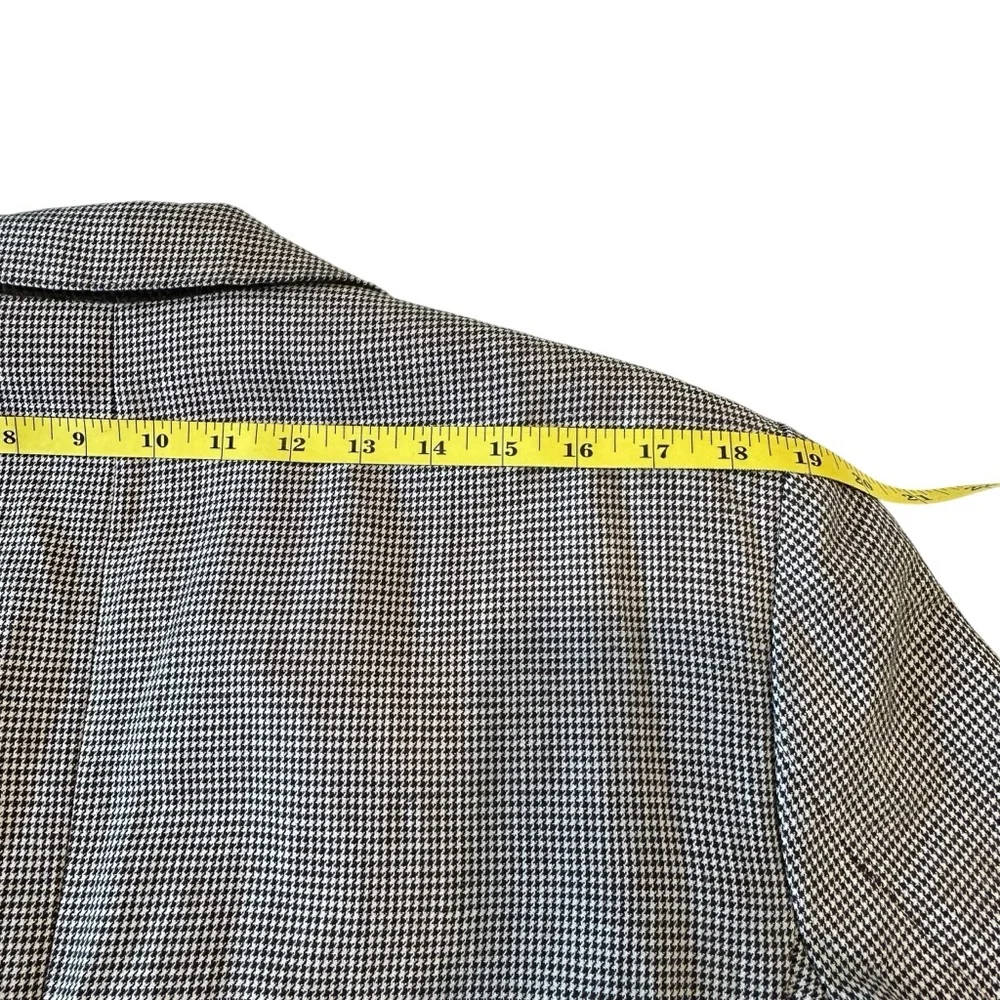 Reiss Cotton & Hemp Brown‎ Houndstooth Print Preppy Sports Coat Blazer, 42
